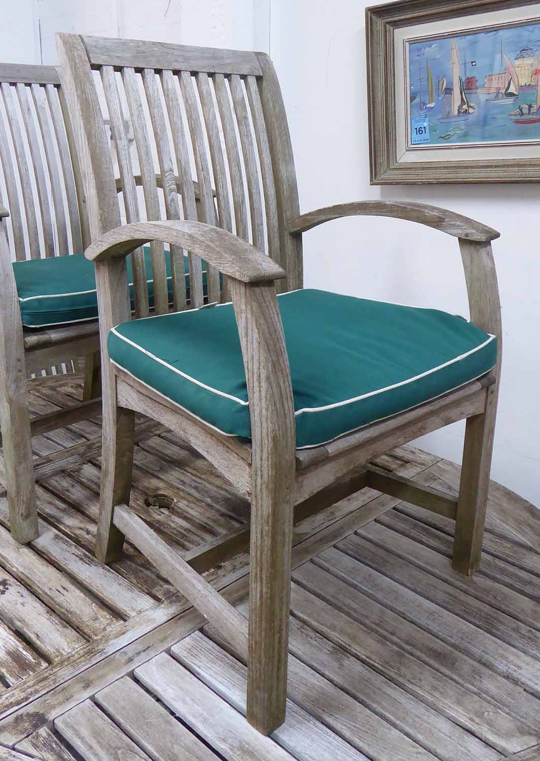 JULIAN CHICHESTER GARDEN CHAIRS, a set of four, and garden table, weathered teak 95cm H. - Image 2 of 2