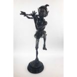 MANNER OF DAVID GOODE 'Elf with Flute', bronze, 77cm H.