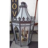 CHARLES EDWARDS HANGING GOTHIC LANTERN, painted brass, 120cm H x 72cm W x 65cm D.