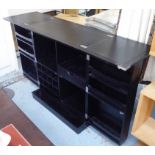 ATTRIBUTED TO CRATE AND BARREL STEAMER BAR CABINET, 183cm x 55cm x 105cm fully open.