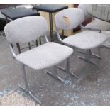 DINING CHAIRS, a set of six, vintage 1970's, in a later dog tooth upholstery, 73cm H.