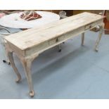 CONSOLE TABLE, French provincial style bleached wood, two drawers, with love heart detail,