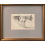 JOHN WHITE ABBOTT (1763-1851) 'Horses in Harness', pencil, 13cm x 17cm, framed,