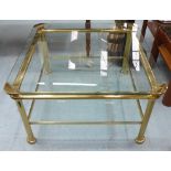 COCKTAIL TABLE, vintage gilt metal and glass, 67cm x 67cm x 38cm.