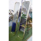 DRESSING MIRRORS, a pair, 1960's French inspired, 150cm x 31cm.