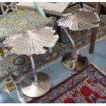 GINKGO LEAF SIDE TABLES, a pair, 1970's Italian style, silvered finish, 55cm H.