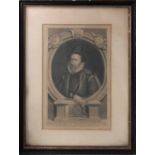 GEORGE VERTUE 'Thomas Sackvill, Earl of Dorset', engraving, 38cm x 25cm, framed.
