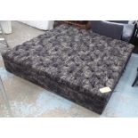 OTTOMAN, square with buttoned grey and black woven effect upholstery, 154cm square.