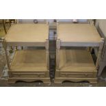 LAMP TABLES, a pair, Georgian style grey painted each with square top and base drawer,