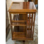 REVOLVING BOOKCASE, Edwardian mahogany and rosewood with satinwood banding, 48cm square x 84cm H.