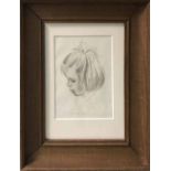 MANNER OF AUGUSTUS JOHN 'Portrait of a Young Girl, pencil, 10.5cm x 14.5cm, framed.