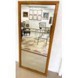 TAILORS/OUTFITTERS MIRROR, early 20th century English, oak frame with original mercury glass plate,