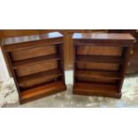 BOOKCASES, a pair, of slight proportions, Victorian style, 77cm x 26.5cm x 96.5cm approx.