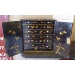 TABLE TOP CABINET, 19th century Chinese export, lacquered with six internal drawers,