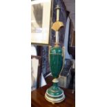TABLE LAMPS, a pair, Italian faux malachite by Isy Mangani with gilt metal mounts, 79cm H.