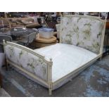 SIMON HORN DOUBLE BED, cream painted show frame and floral upholstery, with mattress,