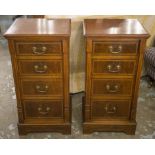 BEDSIDE CHESTS, Edwardian mahogany and feather strung with four drawers (attributed to Maple & Co,