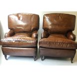 HOWARD STYLE ARMCHAIRS, a pair,