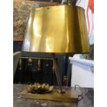 TABLE LAMP, 1960's French style, brass with flower detail, 50cm H.