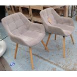 SIDE CHAIRS, a pair, 1960's style, buttoned grey upholstery, 80cm H.