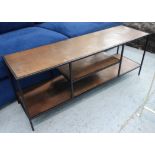MEDIA CONSOLE, bronzed top and under tier, 120cm W x 36cm D x 47cm H.