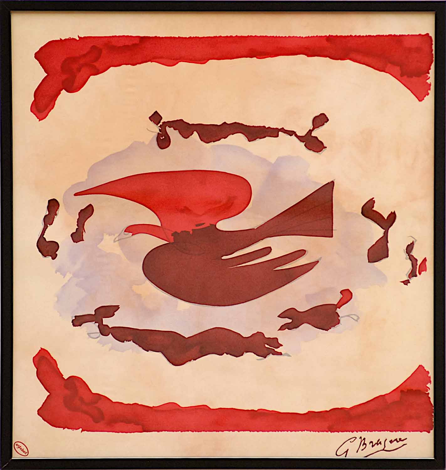 GEORGES BRAQUE, silk, plate signed 'Oiseau III', 79cm x 83cm,
