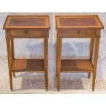 BEDSIDE TABLES, a pair, Directoire style cherrywood,