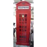 FAUX TELEPHONE BOX DRINKS CABINET, retro inspired design, 60cm x 55cm x 76cm approx.