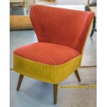 SIDE CHAIR, mid 20th century in red and green cord fabric, 67cm W.
