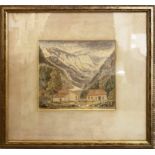 19TH CENTURY SCHOOL, 'A scene in Switzerland', watercolour, 20cm x 18cm,