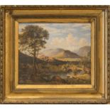 EARLY 19TH CENTURY SCHOOL, 'English country landscape' oil on canvas, framed, 30cm x 33cm.