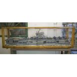 MODEL WORLD WAR II US NAVY AIRCRAFT CARRIER, perspex cased, 56cm H x 190cm x 52cm.