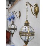 WALL HANGING CANDLE LANTERNS, a pair, in the English Country House style,