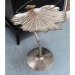 GINKGO LEAF SIDE TABLE, 1970's Italian style, polished metal finish, 55cm H.