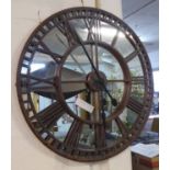 GARDEN ROOM WALL CLOCK, mirrored French provincal style, 83cm diam.