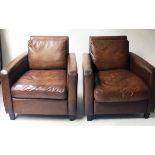 CLUB ARMCHAIRS, a pair,