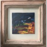 MANNER OF HOWARD HODGKIN 'Abstract', oil on board, 18cm x 19.5cm, mounted and framed.