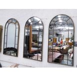 GARDEN WALL MIRRORS, a set of three, French provincal style, 107cm x 56cm.