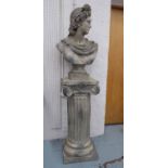 BUST OF APOLLO, on composite colum pedestal, 171cm H.