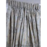 CURTAINS, a pair, foliate patterned design, lined and interlined,