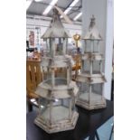 PAGODA DESIGN LANTERNS, a pair, French orientalist style, 67cm H.