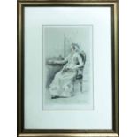 THEOBALD CHARTRAN (1849-1907) 'Her Grace the Dowager of Cleveland', lithograph, 20cm x 34cm, framed.