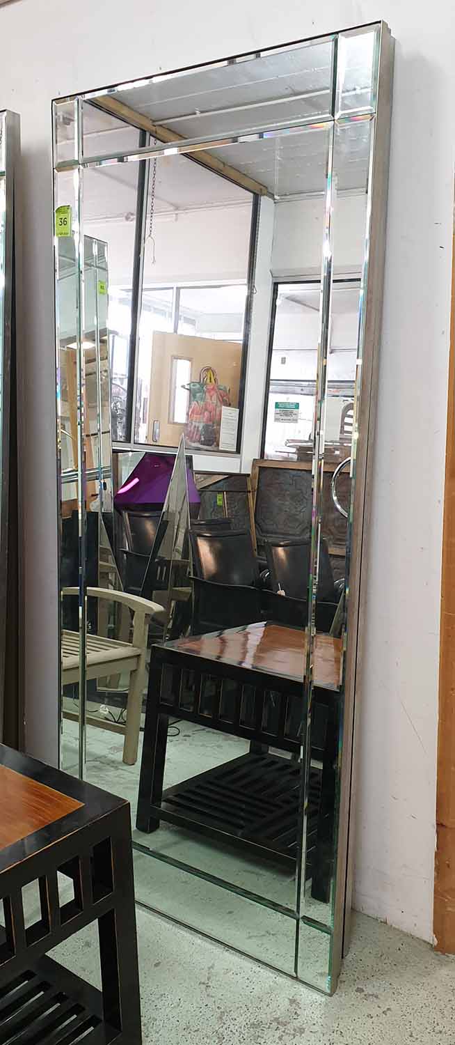 WALL MIRRORS, a set of three, contemporary, bevelled plate, 200cm x 90cm approx.