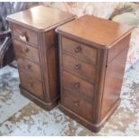 BEDSIDE CHESTS, a pair, Victorian mahogany each adapted with four drawers, 43cm x 40cm x 82cm H.