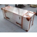 FLIGHT COMMANDERS TRUNK, aviator style design, rise up top with drawer at base, 120cm x 40cm x 46cm.