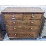 CHEST, William IV mahogany, with two short over three long drawers on turned supports,