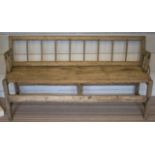 BENCH, 19th century pine with unusual reversible back, 140cm W.