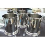CHAMPAGNE BUCKETS, a set of three, stamped Louis Roederer, 25cm H x 22cm diam.