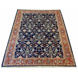 VINTAGE SOUMAK RUG, 190cm x 156cm, stylised palmette and vine design.