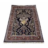 FINE PURE SILK TEHRAN DESIGN RUG, 186cm x 125cm.